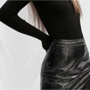 All Things Golden black croc mini skirt in Small NWT- vegan